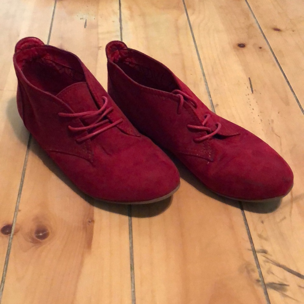Red suede shoes